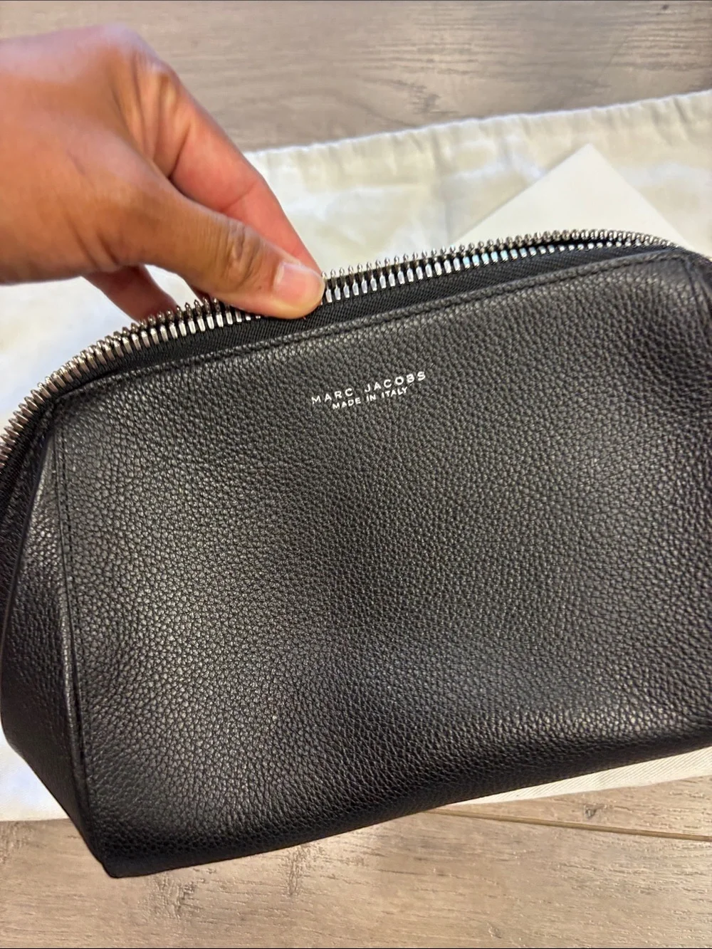 Marc Jacobs Black Pebbled  clutch Wrist Strap